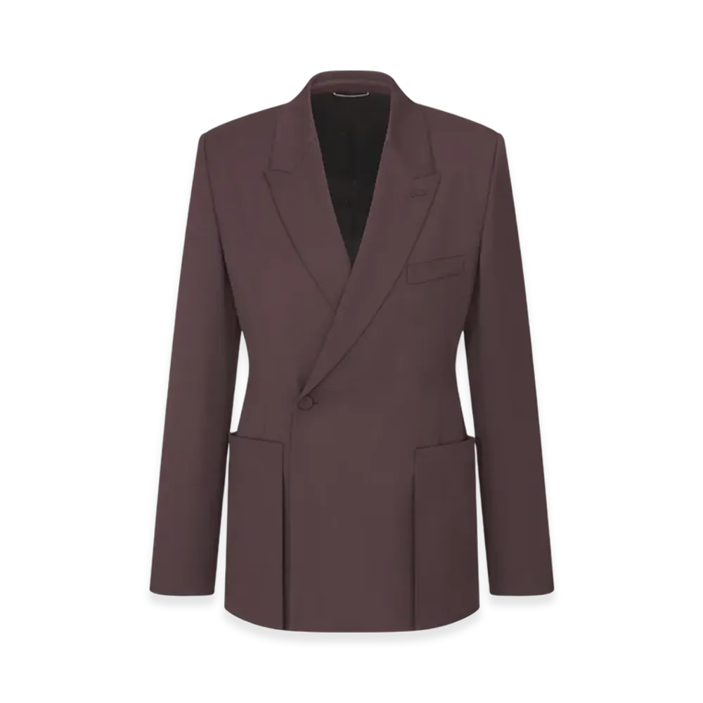 Dior Virgin Wool Twill Bar Jacket with Oblique Closure "Burgundy"