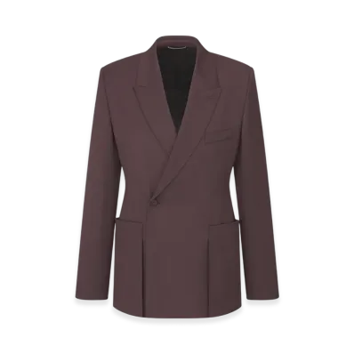 Dior Virgin Wool Twill Bar Jacket with Oblique Closure "Burgundy"