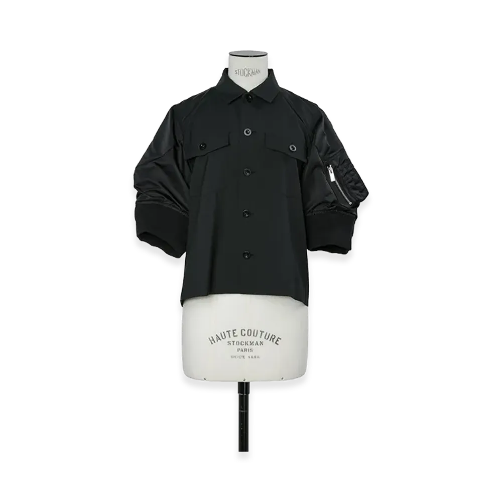 sacai Women's Suiting x Nylon Twill Shirt "Black"
