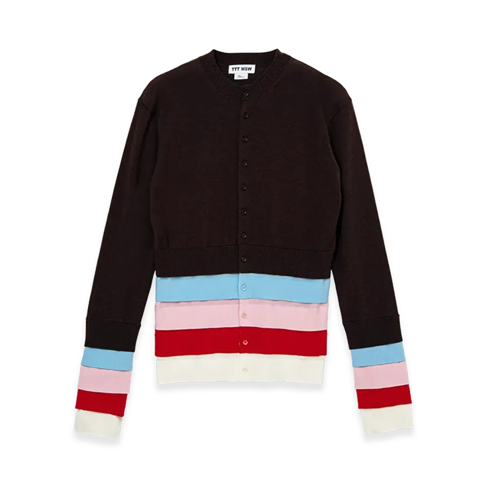 TTT MSW Layered Knit Cardigan "Brown"