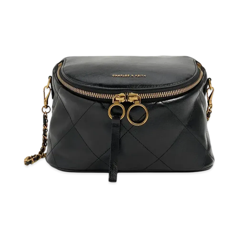 CHARLES & KEITH Upfula Quilted Cross-Body Bag "Black"