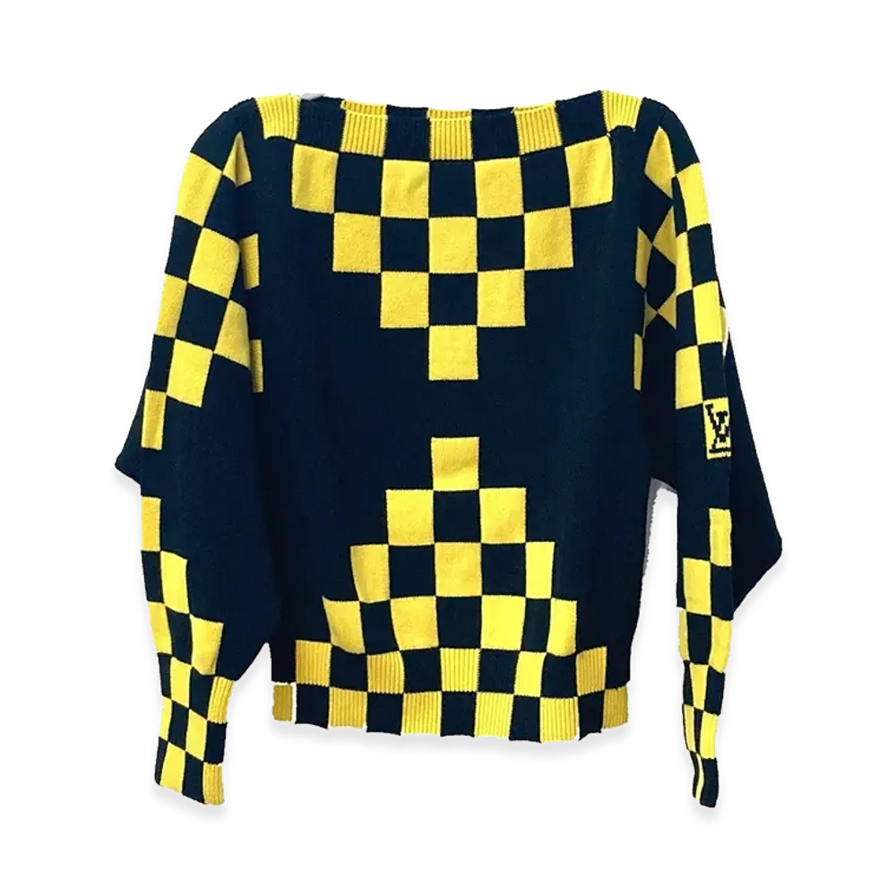 Louis Vuitton Checker Board Knit Sweater "Yellow/Black"