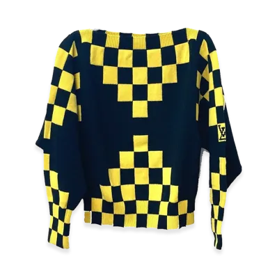 Louis Vuitton Checker Board Knit Sweater "Yellow/Black"