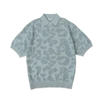 BEAMS 12 Gauge Mesh Polo Shirt "Sax"