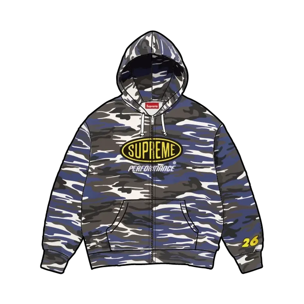 Supreme Performance Zip Up Hooded Sweatshirt "Blue Camo"