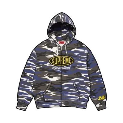Supreme Performance Zip Up Hooded Sweatshirt "Blue Camo"
