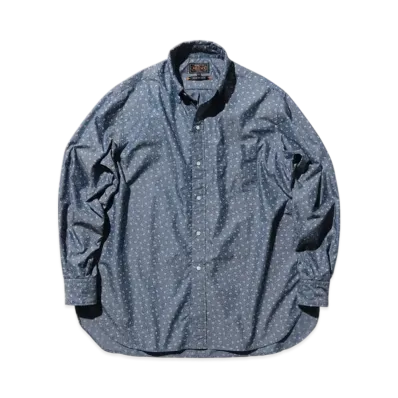 BEAMS B.D. Classic-fit NYCO Indigo Chambray Discharge Print "Indigo"