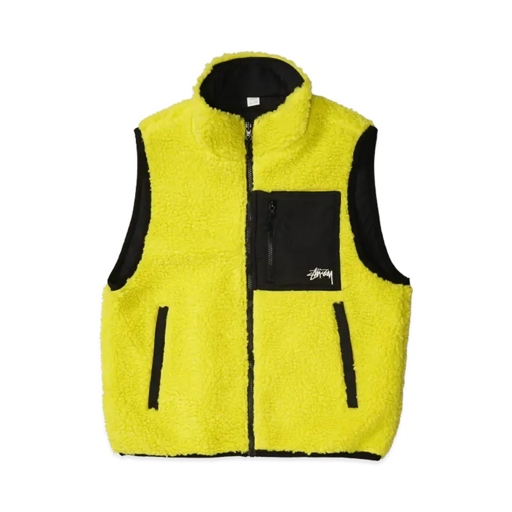 Stussy Sherpa Reversible Vest "Lime"