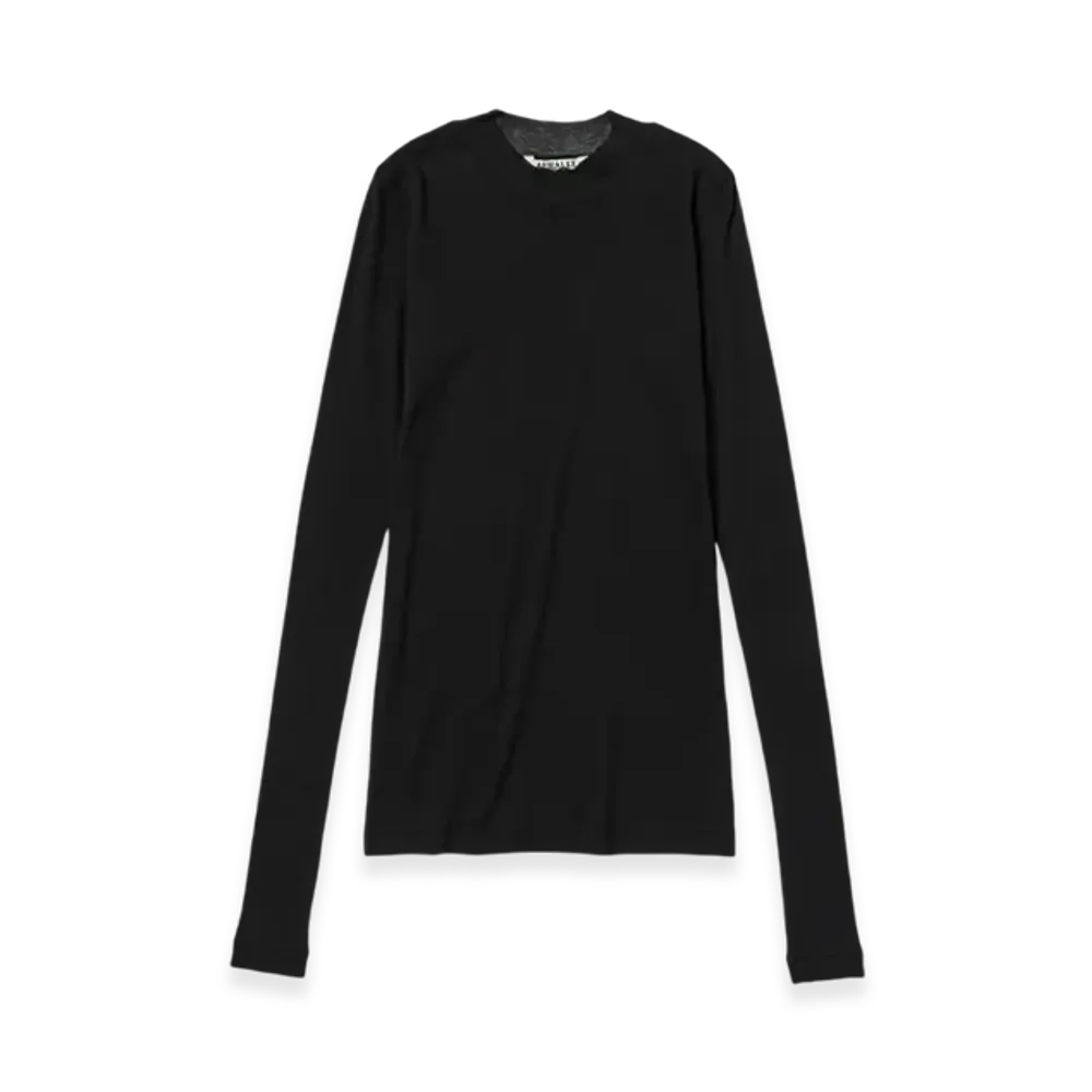 AURALEE Super High Gauge Sheer Rib L/S T-Shirt "Black"