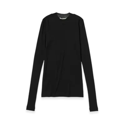 AURALEE Super High Gauge Sheer Rib L/S T-Shirt "Black"