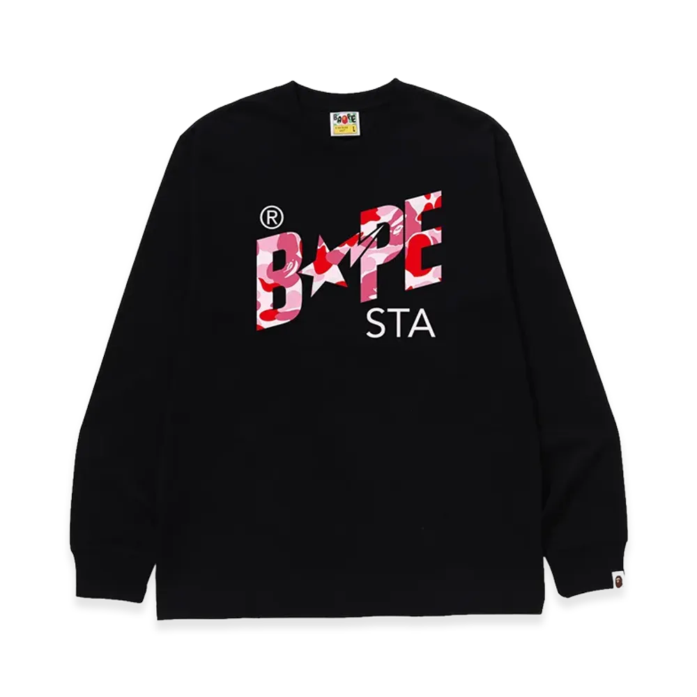 A BATHING APE ABC Camo Bape Sta LS Tee "Black/Pink"