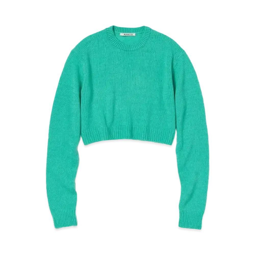 AURALEE Wool Cashmere Silk Knit Short P/O "Aqua Green"