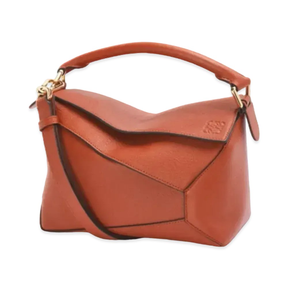 LOEWE Small Puzzle Edge Bag In Goatskin "Red Orange"