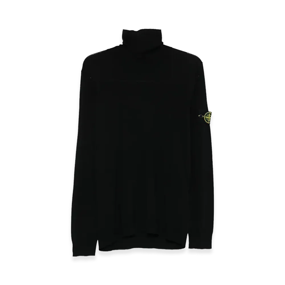Stone Island Ribbed Wool Turtleneck Sweater "Black"