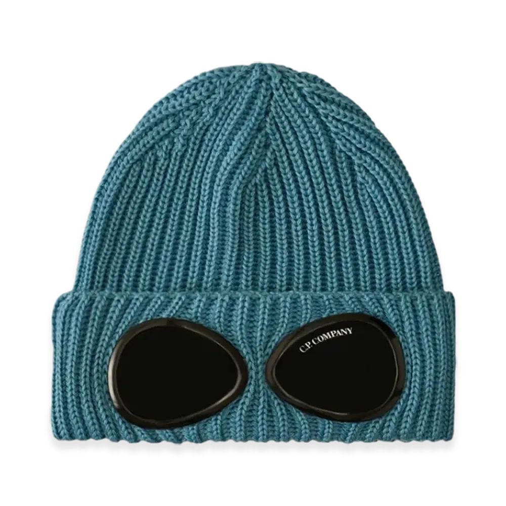 C.P. Company Extrafine Merino Wool Goggle Beanie "Aegean Blue Light Blue"