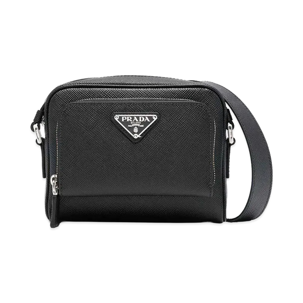 PRADA Re-Nylon Leather Shoulder Strap "Black"