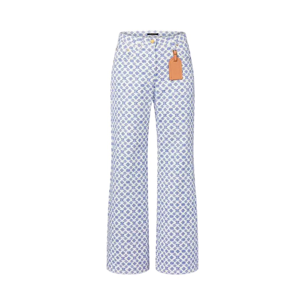 Louis Vuitton Women's Blurry Monogram Boot-Cut Jeans "Bleu"
