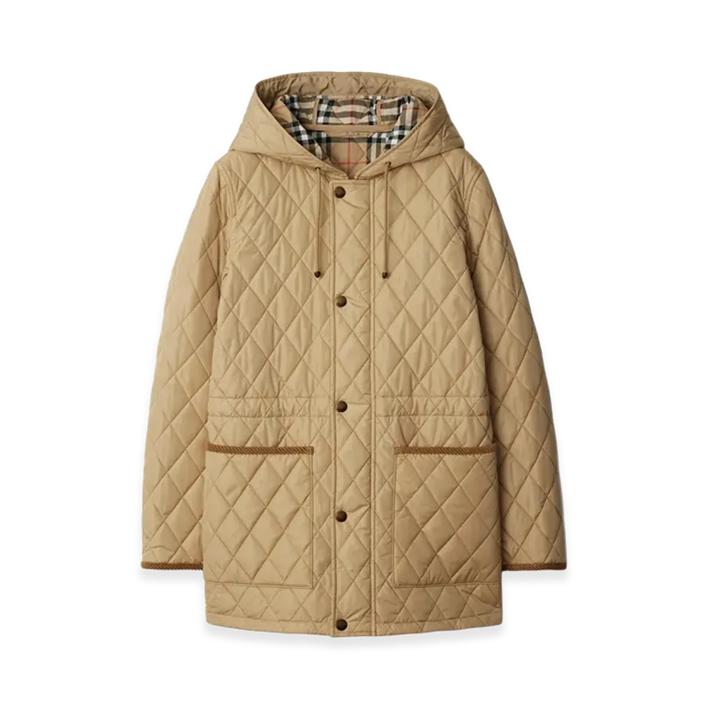 Burberry Women's Quilted Nylon Parka "Flax"