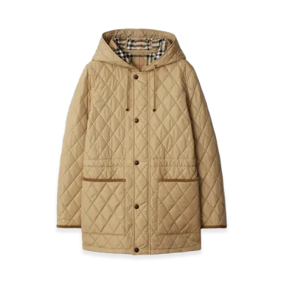 Burberry Women's Quilted Nylon Parka "Flax"