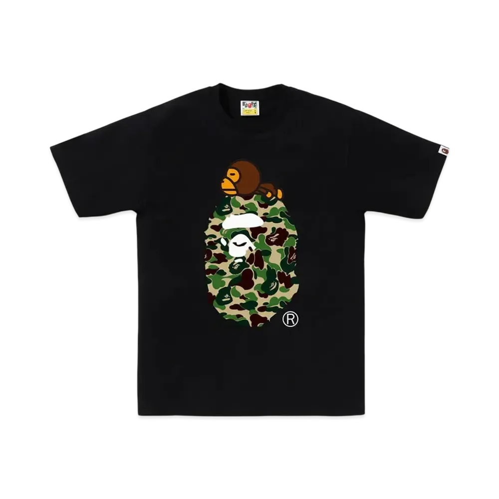 A BATHING APE Abc Camo Milo On Big Ape Tee "Black/Green"