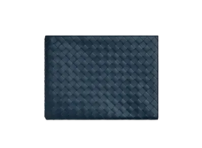 Bottega Veneta Half Zip Pouch "Deep Blue"