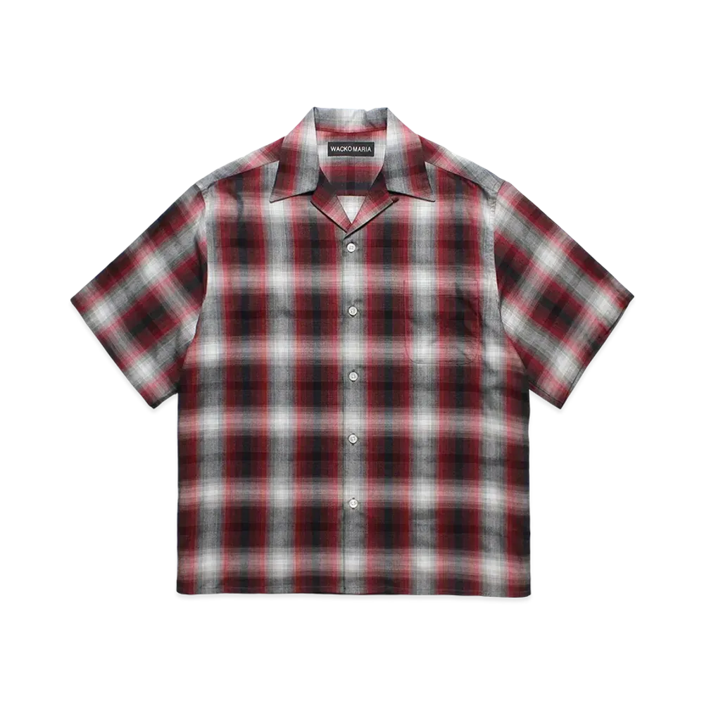 WACKO MARIA Check Open Collar Shirt "Red"