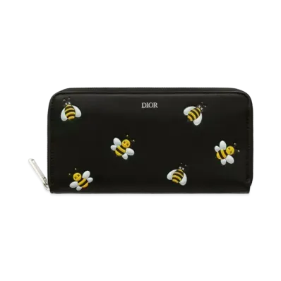 Dior × KAWS Bee Zip Around Wallet "Black"