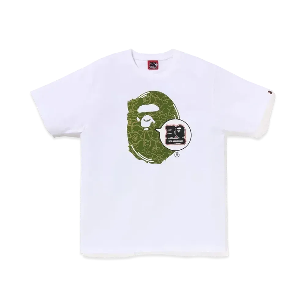 A BATHING APE 30th Anniversary Ape Head Tee "Green"