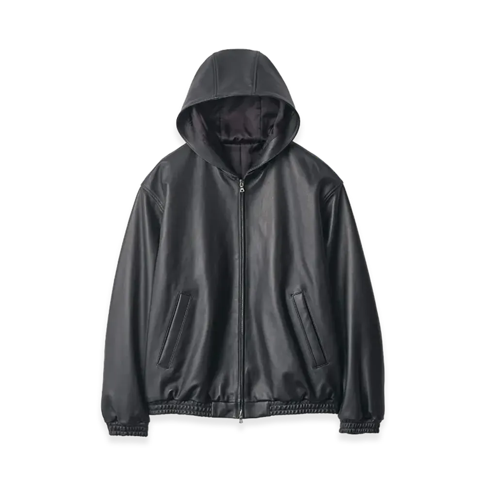 ssstein Lamb Leater Hood Jacket "Black"