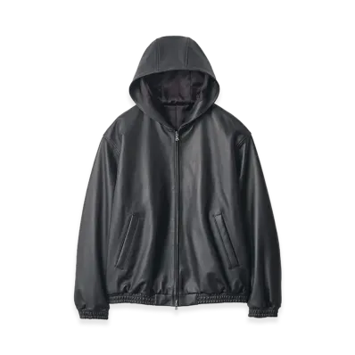 ssstein Lamb Leater Hood Jacket "Black"
