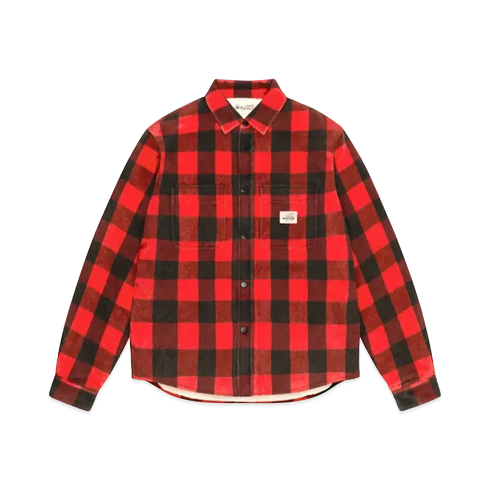 Stussy Sherpa Lined Buffalo Plaid Shirt "Red"