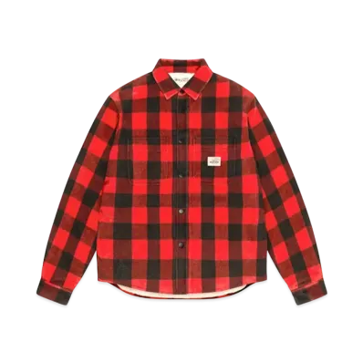 Stussy Sherpa Lined Buffalo Plaid Shirt "Red"