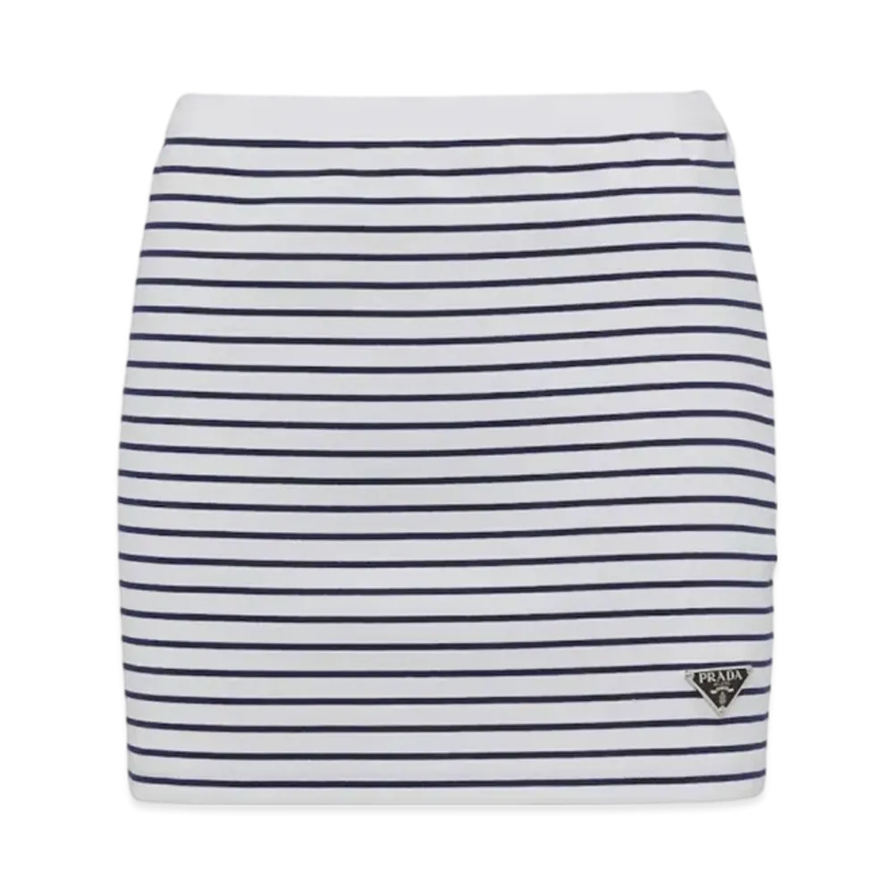 PRADA Women's Printed Jersey Miniskirt "White/Blue"