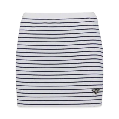 PRADA Women's Printed Jersey Miniskirt "White/Blue"