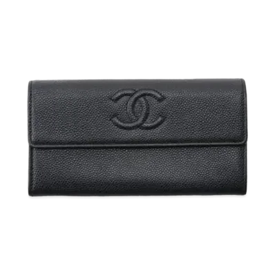 CHANEL Coco Mark Caviar Skin Wallet "Black"