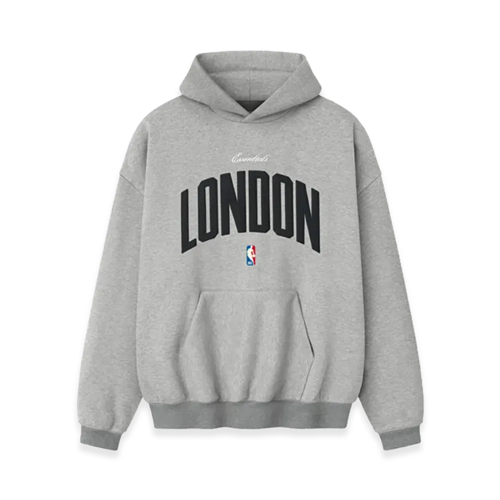 FEAR OF GOD ESSENTIALS x NBA London 90s Hoodie "Concrete Heather"