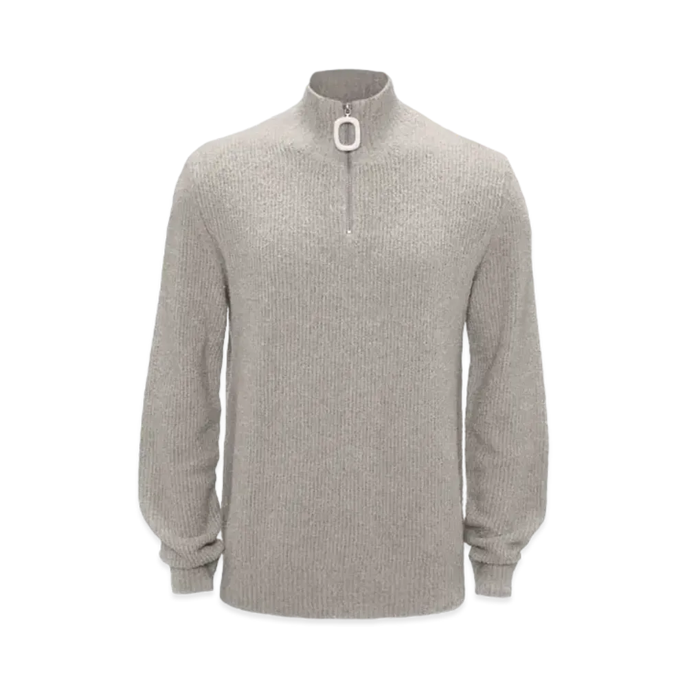 JW ANDERSON Boucle Henley Jumper "Pale Grey"
