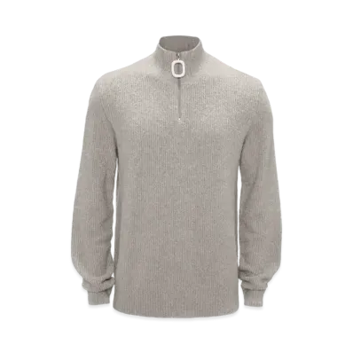 JW ANDERSON Boucle Henley Jumper "Pale Grey"
