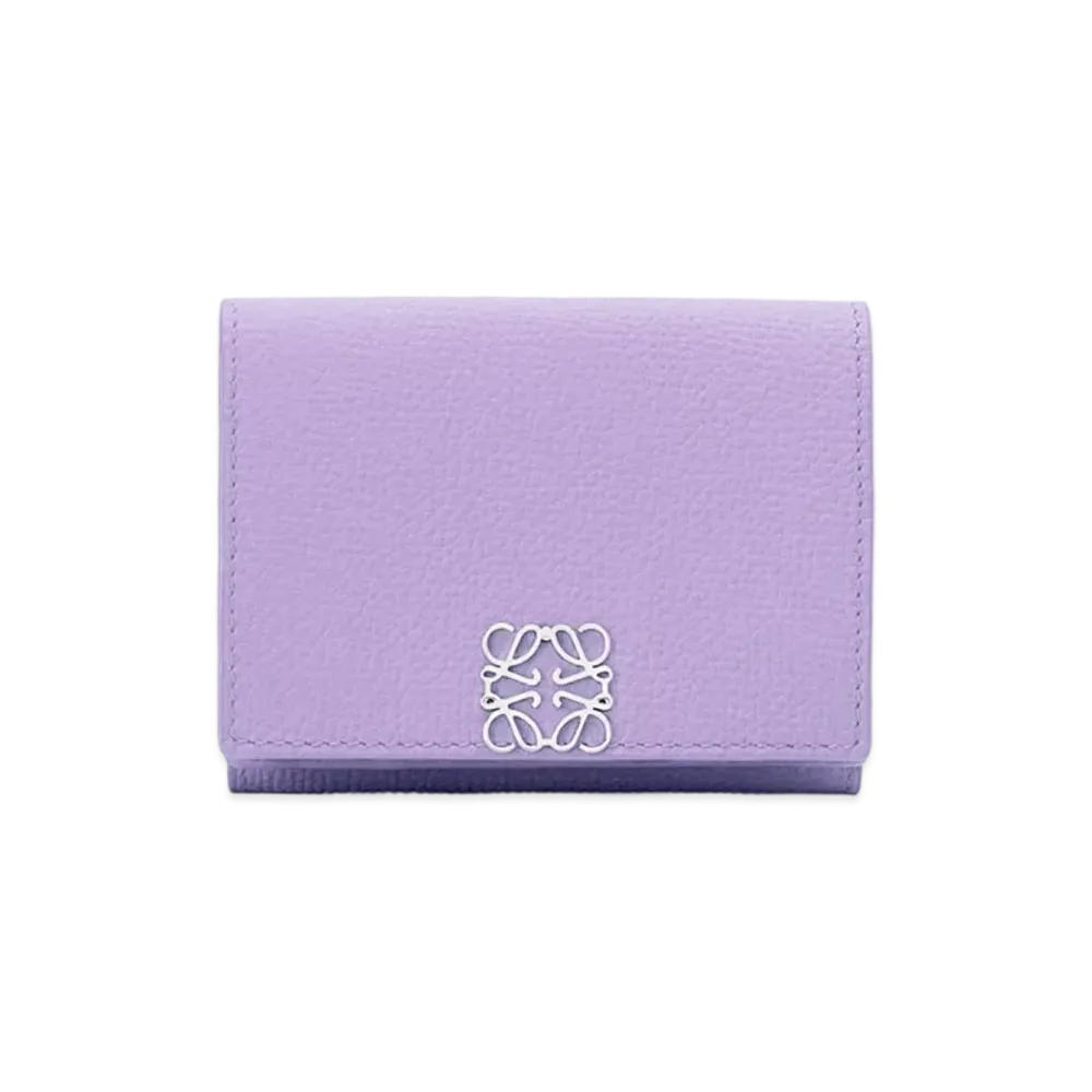 LOEWE Anagram Trifold Wallet In Pebble Grain Calfskin "Light Mauve"