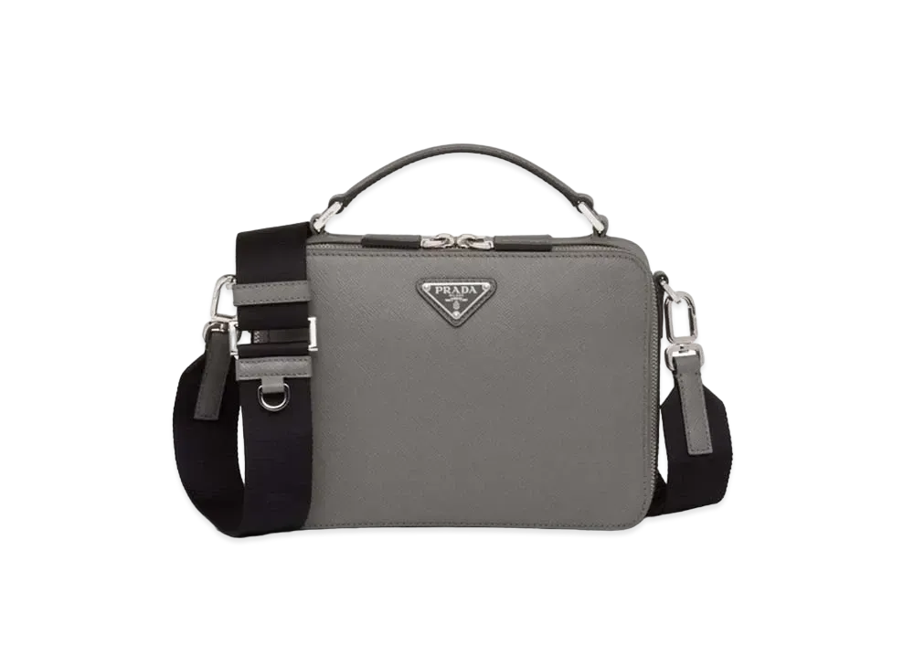 PRADA Brique Saffiano Leather Bag "Light Gray"