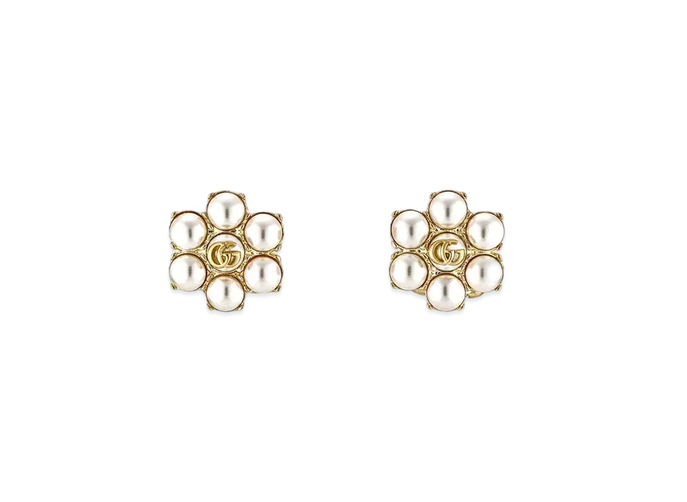 GUCCI Pearl Double G Earrings