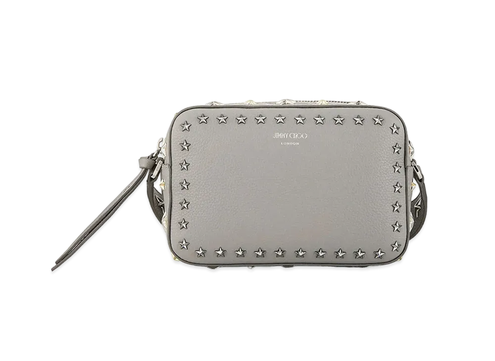 Jimmy Choo Pegasi Camera Bag Soft Grainy Calf Leather Camera Bag With Star Studs "Moonstone"