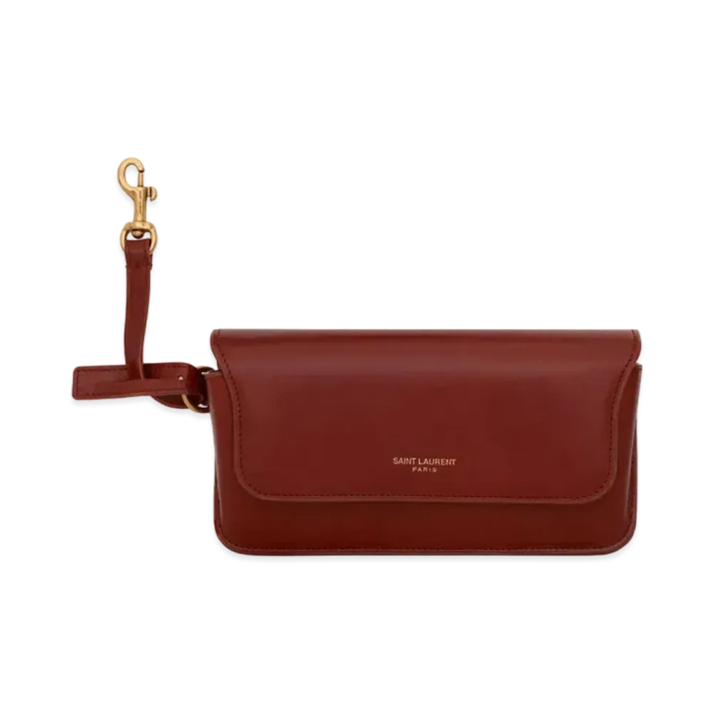 SAINT LAURENT Saint Laurent Paris Sunglasses Case In Shiny Leather "Author"