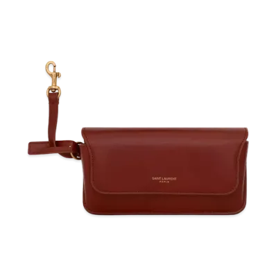 SAINT LAURENT Saint Laurent Paris Sunglasses Case In Shiny Leather "Author"