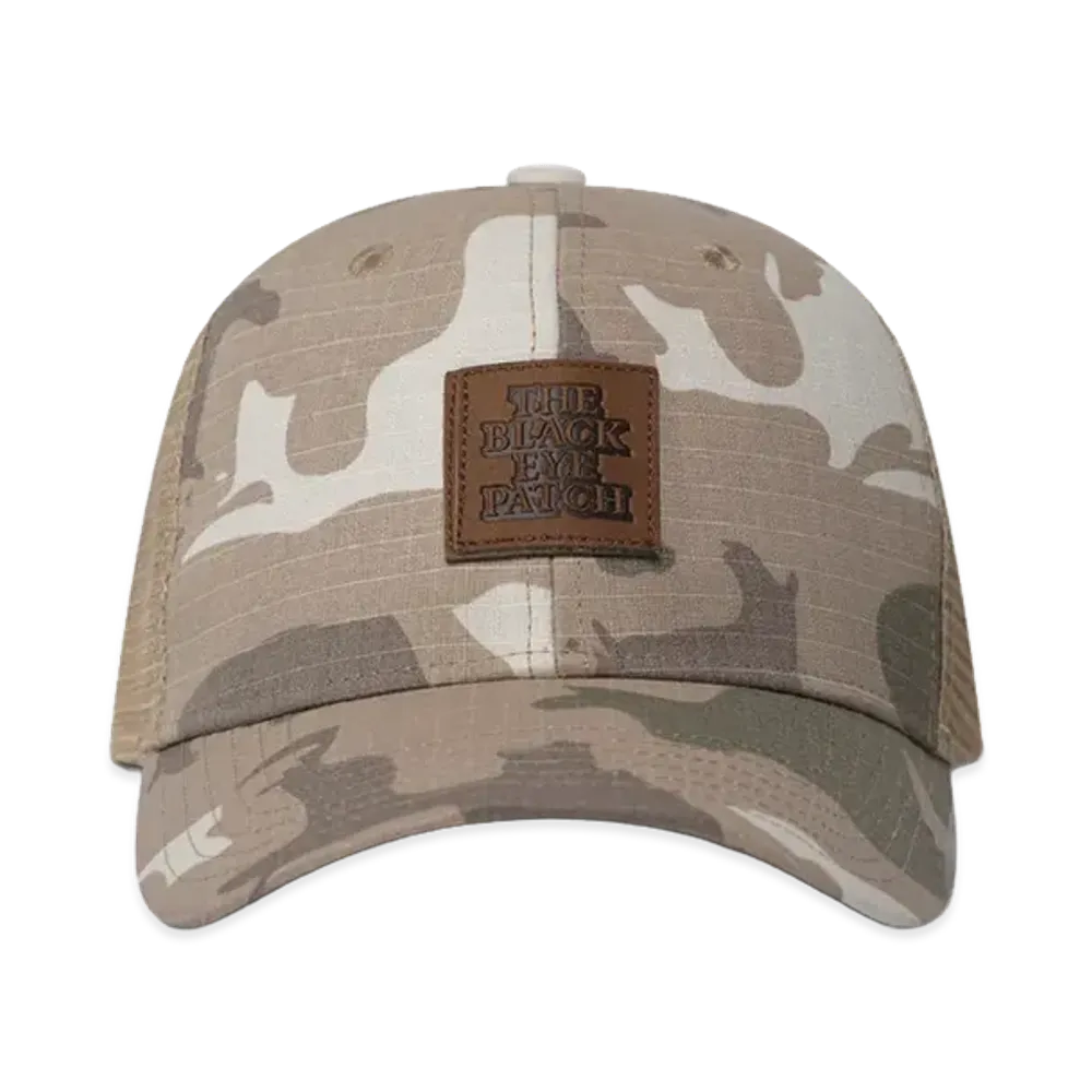 BlackEyePatch Leather Patched Mesh Cap "Sand Camo"