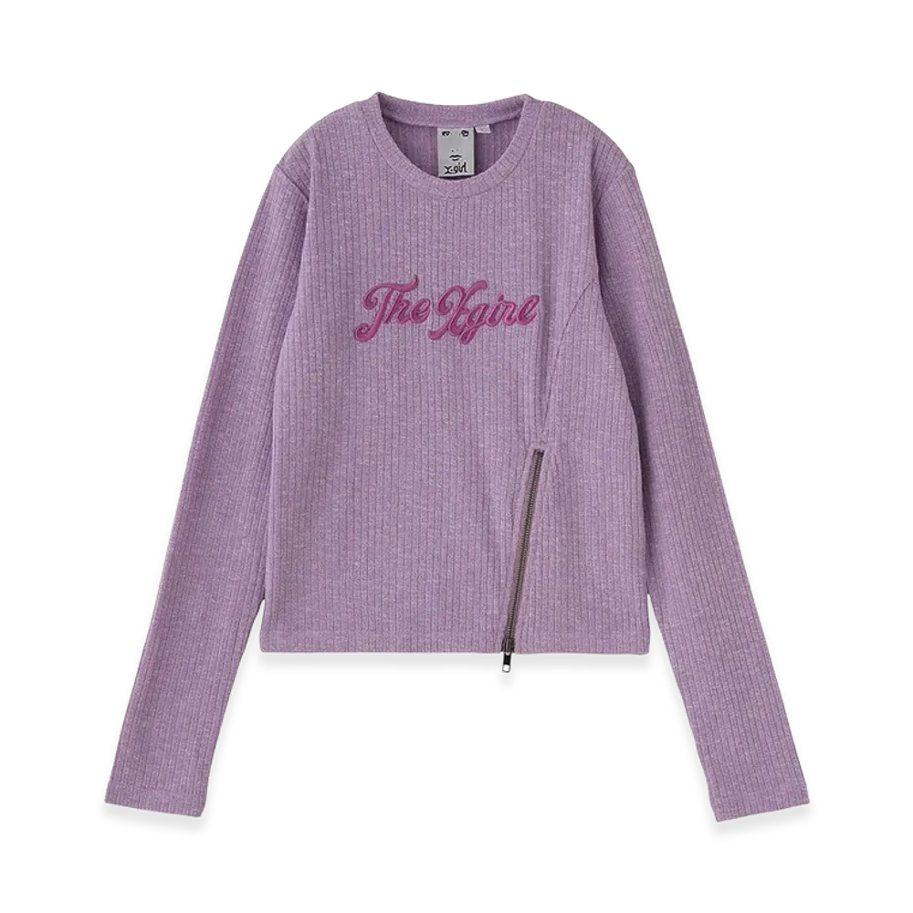 X-Girl Women's Zip Hem Compact Ribbed Top "Pink"