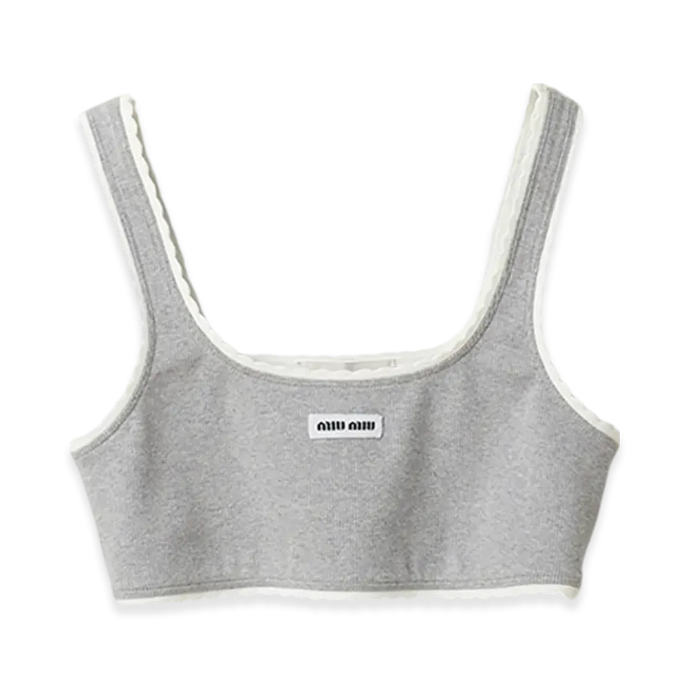 MIU MIU Women's Ribbed Knit Top "Grey"