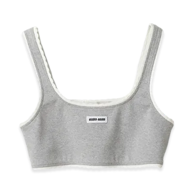 MIU MIU Women's Ribbed Knit Top "Grey"