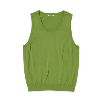 AURALEE Super High Gauge Cotton Knit Tank "Sage Green"
