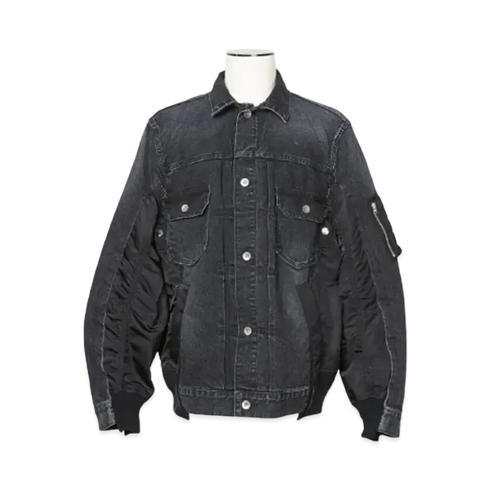 sacai Denim x Nylon Twill Jacket "Black"